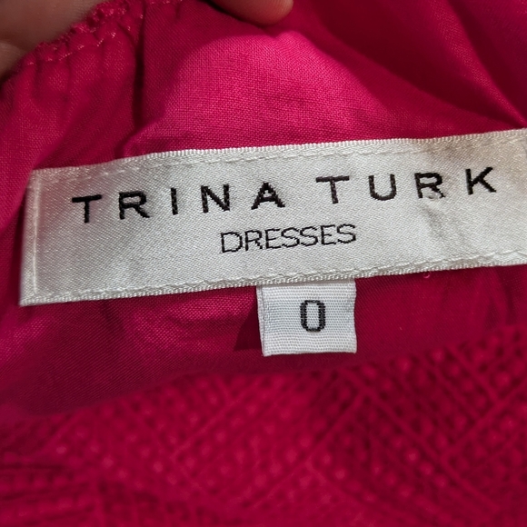 Trina Turk Pink Lace Sleeveless Knee Length Fit & Flare Dress 0 - Picture 6 of 8